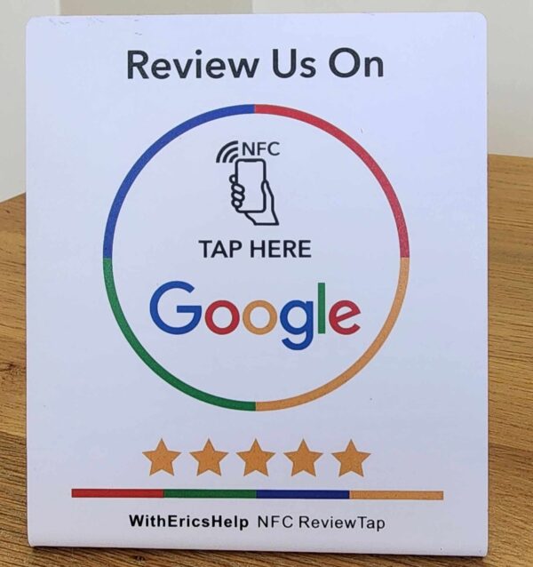 NFC Google review stand - plaque - white