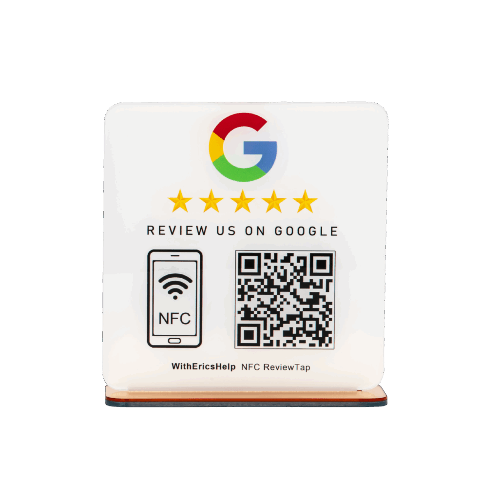 White Google Review Stand - QR NFC
